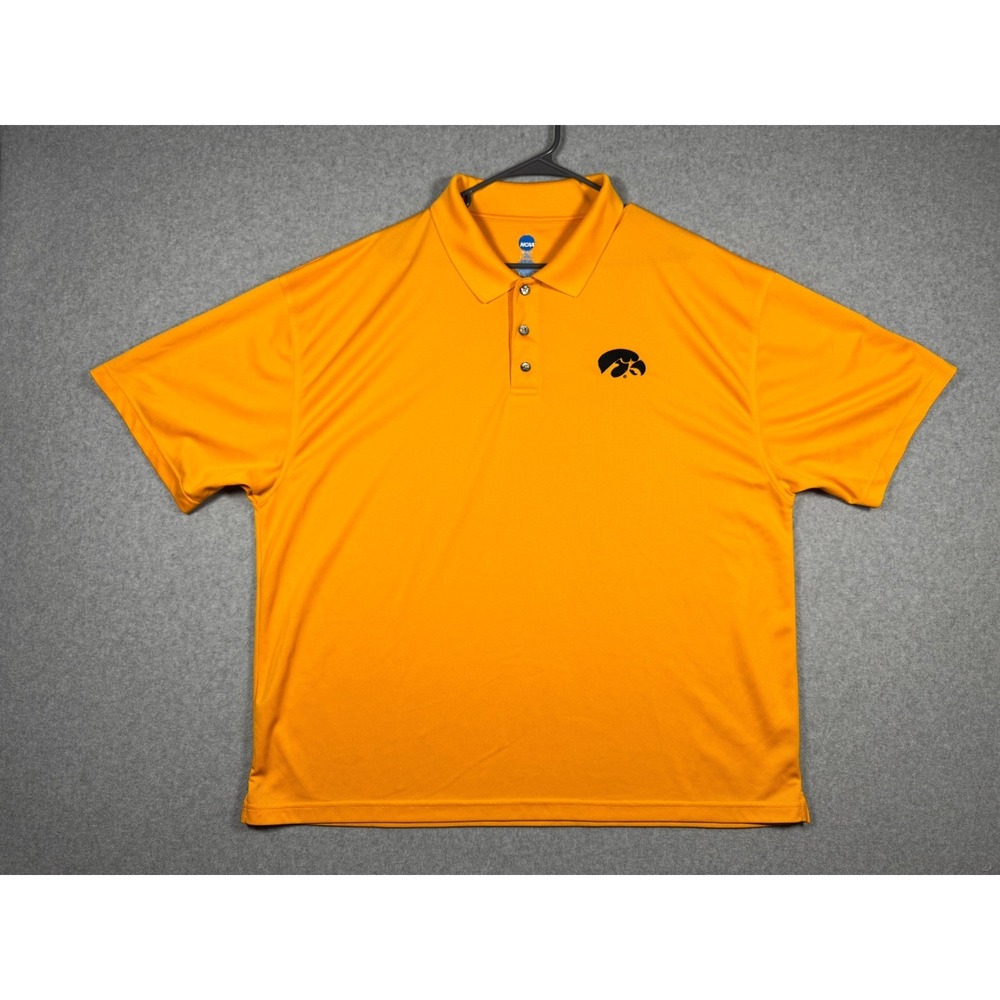 NCAA Iowa Hawkeyes Polo Shirt Mens 2XL Yellow Polyester Short Sleeve KA Inc Logo